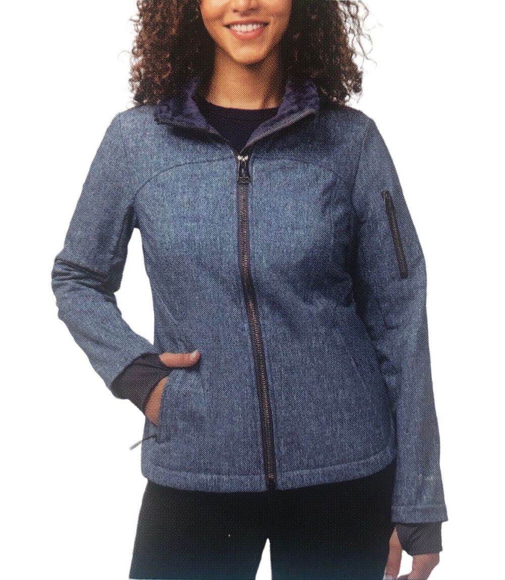 NEW Free Country Faux Fur Lined Soft Shell Blue Moon Hooded Jacket Women's M